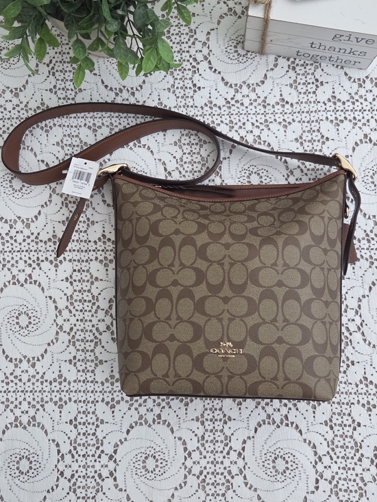 Coach Handbags - Coach Val Duffle Brown Signature Canvas Leather Crossbody Bag- C2819
